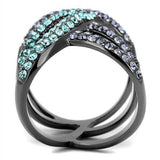 TK2766 - IP Light Black (IP Gun) Stainless Steel Ring with Top Grade Crystal in Multi Color - Alamode - Flyclothing LLC