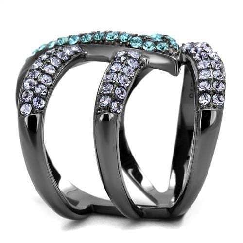 TK2766 - IP Light Black (IP Gun) Stainless Steel Ring with Top Grade Crystal in Multi Color - Alamode - Flyclothing LLC