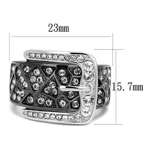 TK2769 - Two-Tone IP Black Stainless Steel Ring with Top Grade Crystal in Black Diamond - Alamode - Flyclothing LLC