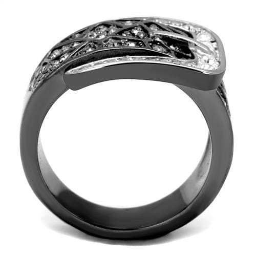 TK2769 - Two-Tone IP Black Stainless Steel Ring with Top Grade Crystal in Black Diamond - Alamode - Flyclothing LLC
