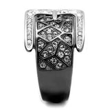 TK2769 - Two-Tone IP Black Stainless Steel Ring with Top Grade Crystal in Black Diamond - Alamode - Flyclothing LLC