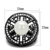 TK2771 - IP Light Black (IP Gun) Stainless Steel Ring with Synthetic Pearl in White - Alamode - Flyclothing LLC