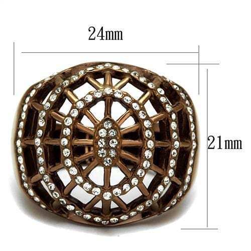 TK2772 - IP Coffee light Stainless Steel Ring with Top Grade Crystal in Clear - Alamode - Flyclothing LLC