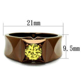 TK2773 - IP Coffee light Stainless Steel Ring with AAA Grade CZ in Topaz - Alamode - Flyclothing LLC