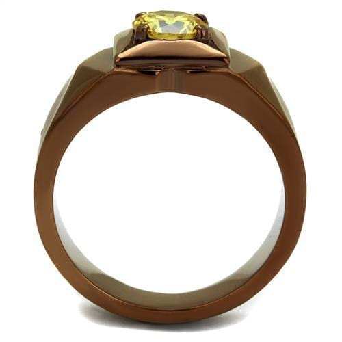 TK2773 - IP Coffee light Stainless Steel Ring with AAA Grade CZ in Topaz - Alamode - Flyclothing LLC