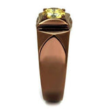 TK2773 - IP Coffee light Stainless Steel Ring with AAA Grade CZ in Topaz - Alamode - Flyclothing LLC