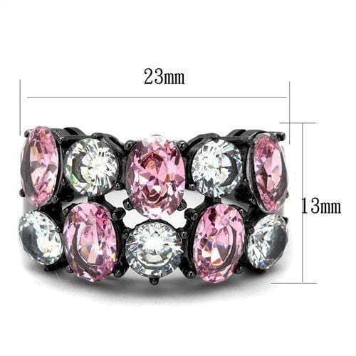 TK2776 - IP Light Black (IP Gun) Stainless Steel Ring with AAA Grade CZ in Rose - Alamode - Flyclothing LLC