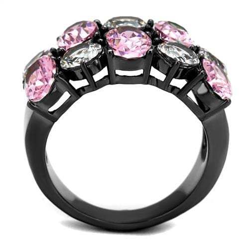 TK2776 - IP Light Black (IP Gun) Stainless Steel Ring with AAA Grade CZ in Rose - Alamode - Flyclothing LLC
