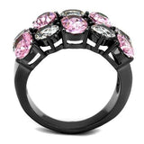 TK2776 - IP Light Black (IP Gun) Stainless Steel Ring with AAA Grade CZ in Rose - Alamode - Flyclothing LLC