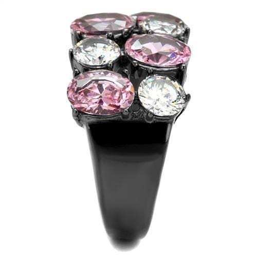 TK2776 - IP Light Black (IP Gun) Stainless Steel Ring with AAA Grade CZ in Rose - Alamode - Flyclothing LLC