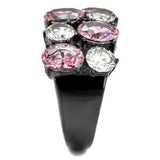 TK2776 - IP Light Black (IP Gun) Stainless Steel Ring with AAA Grade CZ in Rose - Alamode - Flyclothing LLC