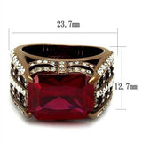 TK2779 - IP Coffee light Stainless Steel Ring with Synthetic Synthetic Glass in Garnet - Alamode - Flyclothing LLC