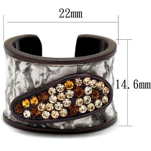 TK2781 - IP Dark Brown (IP coffee) Stainless Steel Ring with Top Grade Crystal in Multi Color - Alamode - Flyclothing LLC