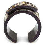 TK2781 - IP Dark Brown (IP coffee) Stainless Steel Ring with Top Grade Crystal in Multi Color - Alamode - Flyclothing LLC