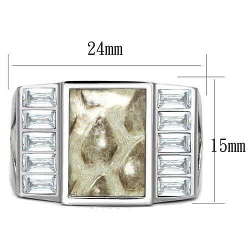 TK2784 - No Plating Stainless Steel Ring with AAA Grade CZ in Clear - Alamode - Flyclothing LLC