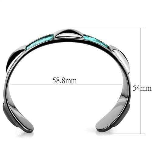 TK2794 - IP Light Black (IP Gun) Stainless Steel Bangle with Leather in Emerald - Alamode - Flyclothing LLC
