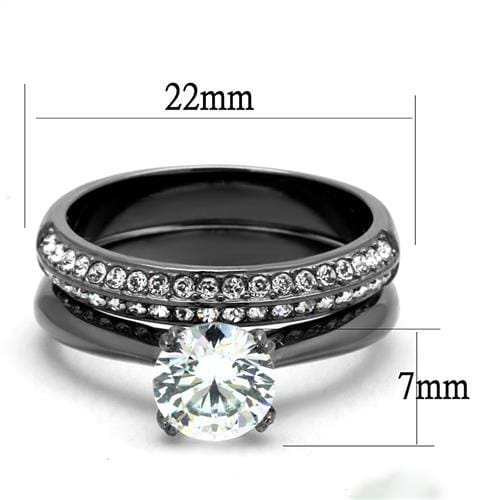TK2797 - IP Light Black (IP Gun) Stainless Steel Ring with AAA Grade CZ in Clear - Alamode - Flyclothing LLC