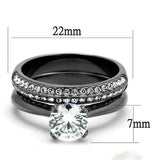 TK2797 - IP Light Black (IP Gun) Stainless Steel Ring with AAA Grade CZ in Clear - Alamode - Flyclothing LLC