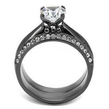 TK2797 - IP Light Black (IP Gun) Stainless Steel Ring with AAA Grade CZ in Clear - Alamode - Flyclothing LLC