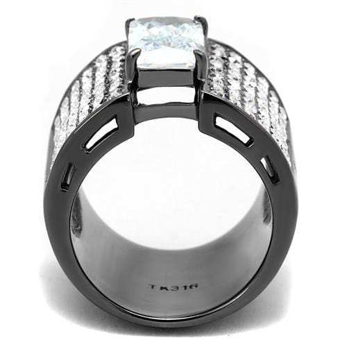 TK2798 - IP Light Black (IP Gun) Stainless Steel Ring with AAA Grade CZ in Clear - Alamode - Flyclothing LLC
