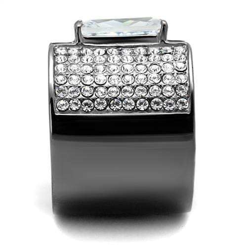 TK2798 - IP Light Black (IP Gun) Stainless Steel Ring with AAA Grade CZ in Clear - Alamode - Flyclothing LLC