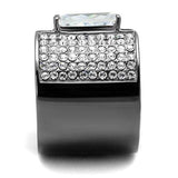 TK2798 - IP Light Black (IP Gun) Stainless Steel Ring with AAA Grade CZ in Clear - Alamode - Flyclothing LLC