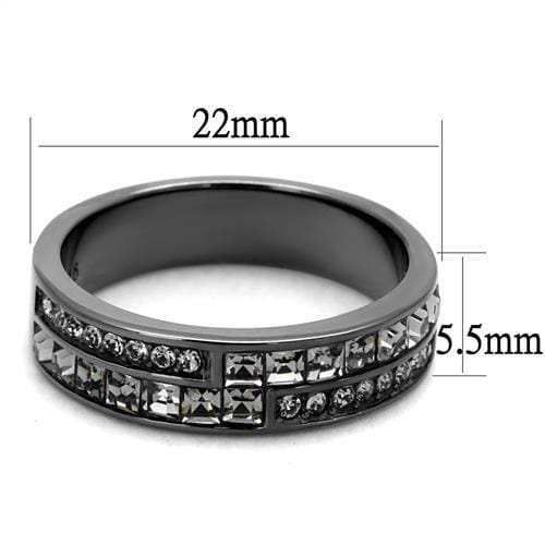 TK2799 - IP Light Black (IP Gun) Stainless Steel Ring with Top Grade Crystal in Black Diamond - Alamode - Flyclothing LLC