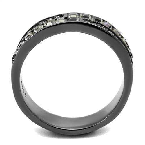 TK2799 - IP Light Black (IP Gun) Stainless Steel Ring with Top Grade Crystal in Black Diamond - Alamode - Flyclothing LLC