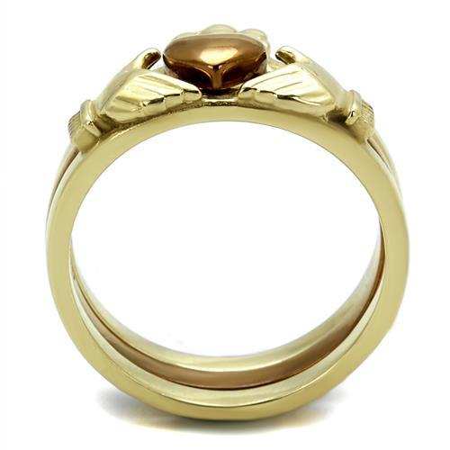 TK2801 - IP Gold & IP Light Brown (IP Light coffee) Stainless Steel Ring with No Stone - Alamode - Flyclothing LLC