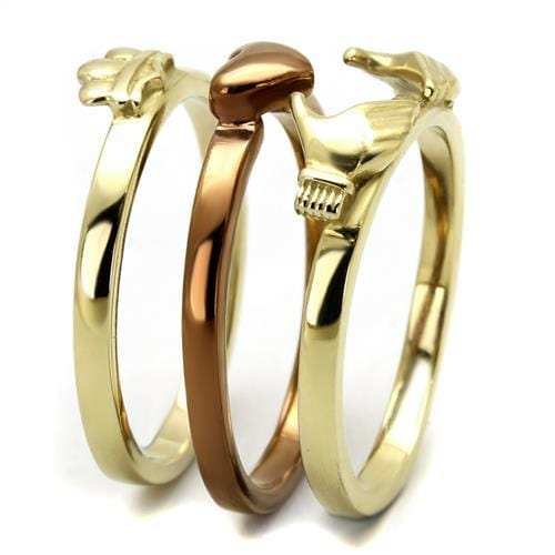 TK2801 - IP Gold & IP Light Brown (IP Light coffee) Stainless Steel Ring with No Stone - Alamode - Flyclothing LLC
