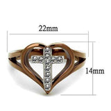 TK2802 - Two Tone IP Light Brown (IP Light coffee) Stainless Steel Ring with Top Grade Crystal in Clear - Alamode - Flyclothing LLC