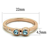 TK2807 - IP Rose Gold(Ion Plating) Stainless Steel Ring with Top Grade Crystal in Sea Blue - Alamode - Flyclothing LLC