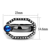 TK2809 - IP Light Black (IP Gun) Stainless Steel Ring with Top Grade Crystal in Capri Blue - Alamode - Flyclothing LLC