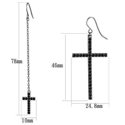 TK2816 - IP Light Black (IP Gun) Stainless Steel Earrings with Top Grade Crystal in Jet - Alamode - Flyclothing LLC