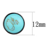 TK2819 - IP Light Black (IP Gun) Stainless Steel Earrings with Synthetic Turquoise in Sea Blue - Alamode - Flyclothing LLC