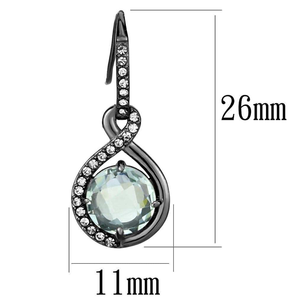 TK2821 - IP Light Black (IP Gun) Stainless Steel Earrings with Semi-Precious Amethyst Crystal in Emerald - Alamode - Flyclothing LLC