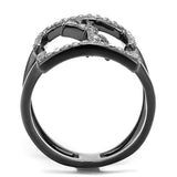 TK2826 - IP Light Black (IP Gun) Stainless Steel Ring with AAA Grade CZ in Clear - Alamode - Flyclothing LLC