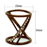 TK2827 - IP Coffee light Stainless Steel Ring with Top Grade Crystal in Light Peach - Alamode - Flyclothing LLC