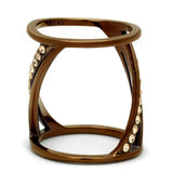 TK2827 - IP Coffee light Stainless Steel Ring with Top Grade Crystal in Light Peach - Alamode - Flyclothing LLC