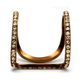 TK2828 - IP Coffee light Stainless Steel Ring with Top Grade Crystal in Light Peach - Alamode - Flyclothing LLC