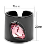 TK2829 - IP Light Black (IP Gun) Stainless Steel Ring with Top Grade Crystal in Light Rose - Alamode - Flyclothing LLC