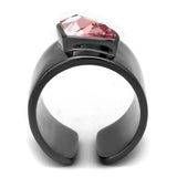 TK2829 - IP Light Black (IP Gun) Stainless Steel Ring with Top Grade Crystal in Light Rose - Alamode - Flyclothing LLC
