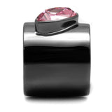 TK2829 - IP Light Black (IP Gun) Stainless Steel Ring with Top Grade Crystal in Light Rose - Alamode - Flyclothing LLC
