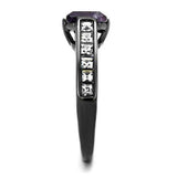 TK2832 - IP Light Black (IP Gun) Stainless Steel Ring with Precious Stone Amethyst Crystal in Amethyst - Alamode - Flyclothing LLC