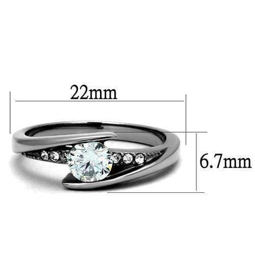 TK2833 - High polished (no plating) Stainless Steel Ring with AAA Grade CZ in Clear - Alamode - Flyclothing LLC