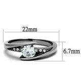 TK2833 - High polished (no plating) Stainless Steel Ring with AAA Grade CZ in Clear - Alamode - Flyclothing LLC
