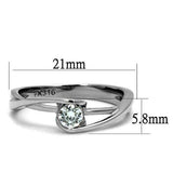 TK2835 - High polished (no plating) Stainless Steel Ring with AAA Grade CZ in Clear - Alamode - Flyclothing LLC