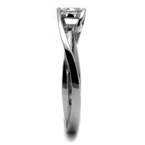 TK2835 - High polished (no plating) Stainless Steel Ring with AAA Grade CZ in Clear - Alamode - Flyclothing LLC