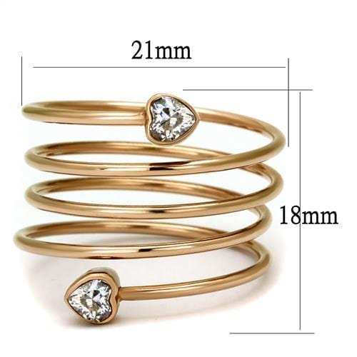 TK2836 - IP Rose Gold(Ion Plating) Stainless Steel Ring with AAA Grade CZ in Clear - Alamode - Flyclothing LLC