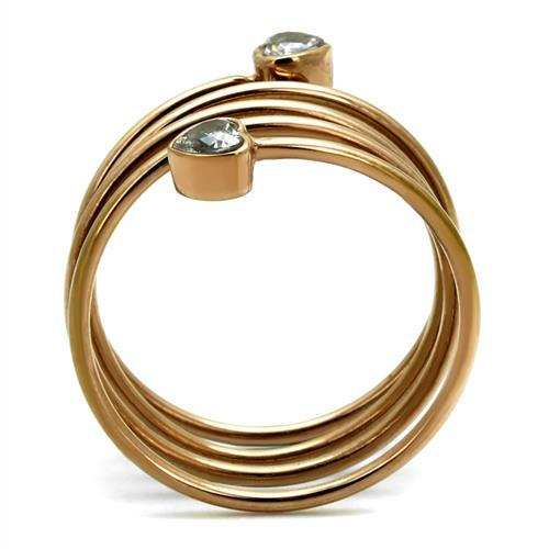 TK2836 - IP Rose Gold(Ion Plating) Stainless Steel Ring with AAA Grade CZ in Clear - Alamode - Flyclothing LLC